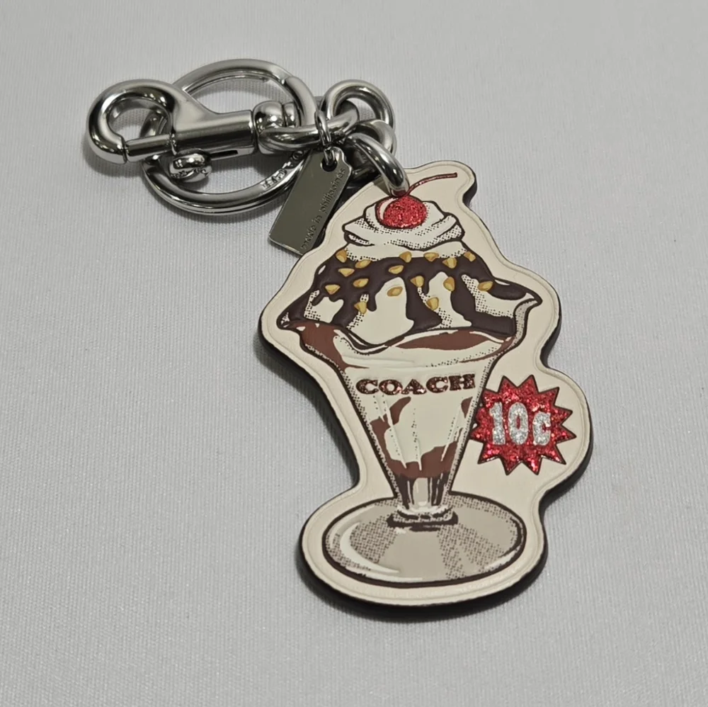 Coach Ice Cream Sundae Chalk/Multi Leather Bag Charm